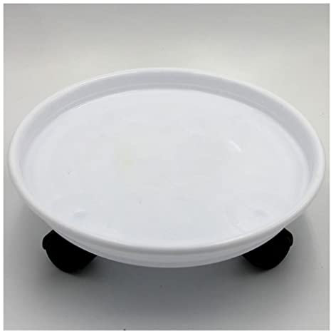CWCQGH Support de Pot de Fleurs en Plastique sur roulettes pour Bureau, Salon, Balcon, Cour ou Jardin, bac à Plantes d'extérieur,White-30cm