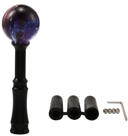 Blueshyhall Schaltknauf Lila Runde Kugel mit Sterne Motiv, Universalle Auto Schalthebel Griff Lang Automatik Manueller aus Aluminium mit M8/10/12 Adapter, Gear Shift Knob Auto Tuning Innen Zubehör