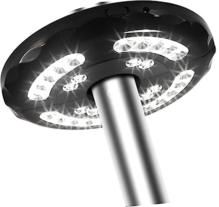HOLIDYOYO Led High Brightness Multifunctional Outdoor Camping Tent Umbrella Light Rechargeable Cordless with 3 Lighting Modes for Garden Patio and Campfire Use (Black