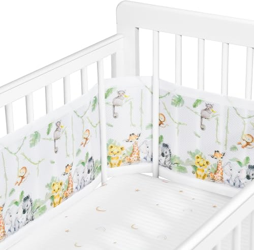 Sageky Verstellbarer Baby-Netzbettgitter – abnehmbar, waschbar, tragbar 3D-atmungsaktiver, stoßfester Schutzgitter für Neugeborene für alle Jahreszeiten