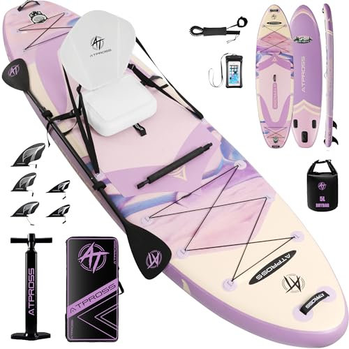 ATPROSS 12'x36 Inflatable Paddle Board, 450lbs Extra Wide Stand Up Paddleboard for Adults with Premium SUP Accessories Kit & Backpack, Blow Up Kayak Non-Slip Stable Deck Boat for Yoga Fishing Surf
