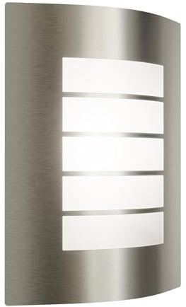 ledscom.de Wandleuchte ZYNO für außen, IP44, Edelstahl, edelstahl matt, eckig, 1x E27 max. 40W