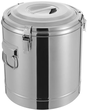 POTYYH Contenitore termico da 30 l, professionale, in acciaio inox, per trasporto termico, con maniglie, coperchio, anello di gomma, chiusura a tensionamento