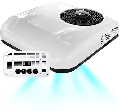 moupeaktain Climatiseur De Toit électrique pour Camping-Car, Climatiseur De Parking 12V/24V, Clim Camping Car, Climatisation De Stationnement pour SUV, Camion, Van, Caravanes,White-24V