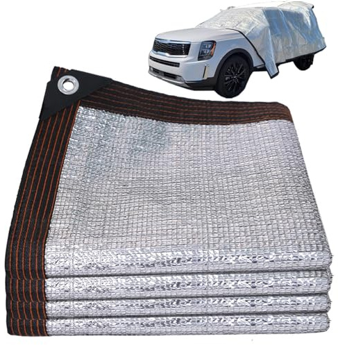 Genérico 95% Red de Sombra Coche Aluminio Toldo Vela de Sombra Exterior Plateado Mallas Sombreo con Ojales para Plantas Jardín Balcón Camping 0.6m 1m 2m 3.0m 4.0m 5m 6m 7m 8m(1.0 * 2.0m/3.3ft*6.6ft)