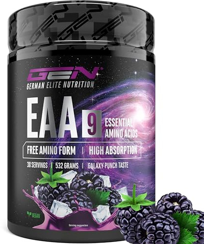 Poudre d’EAA 532 g (38 portions) - Les 9 acides aminés essentiels incl. histidine & BCAA - Formule Human Code - Végane - Très bonne solubilité - Boisson d’acides aminés rafraîchissante (Galaxy Punch)