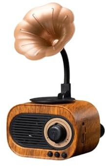 Compatibile con altoparlante Bluetooth in legno retrò, mini sistema audio portatile wireless for esterni con radio FM TF, musica MP3, subwoofer