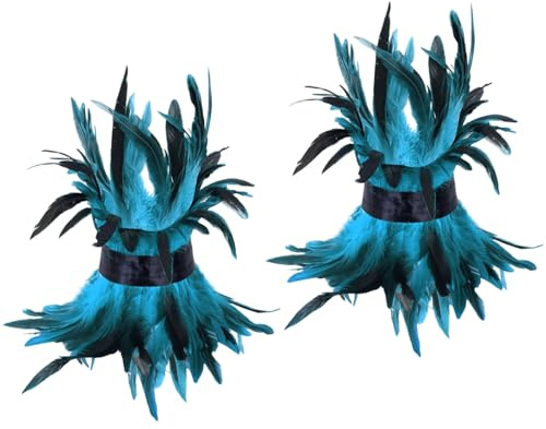 Nucelit Bracelets de cheville réglables à plumes pour femmes et filles pour Halloween, fêtes costumées, styles punk, bijoux de pieds duveteux, accessoires de bijoux en cuir PU, manchette de cheville