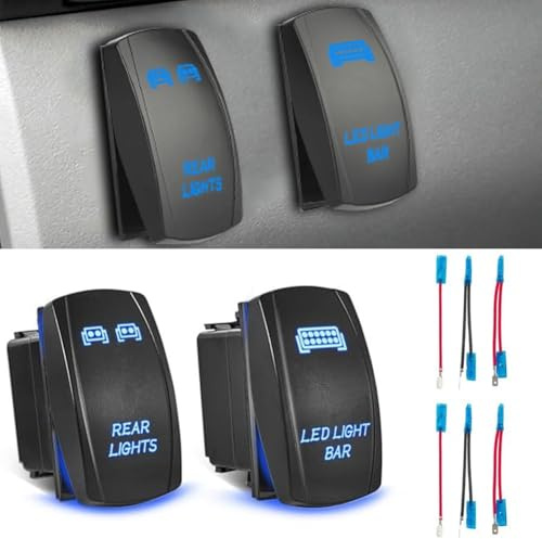 FUBESK Lot de 2 interrupteurs à bascule noirs + barre lumineuse LED à bascule 5 broches pour voiture ATV UTV