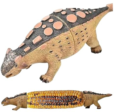 CAKEEYUM Dinosaurie majskolvshållare, tecknad majs på kolvhållare med spetsar i rostfritt stål, återanvändbar och lätt att rengöra grillspett för grillning, fester, familjemåltider på