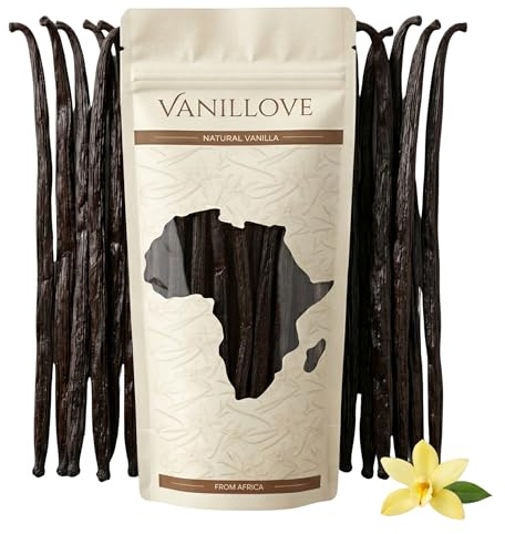 Baccelli di Vaniglia Bourbon XXL 15 Pezzi (16-18cm) - Bacche di Vaniglia Fresche dall'Uganda Classe A - Estratto di Vaniglia, Pasta di Vaniglia & Dolci - Vanilla Beans Gourmet