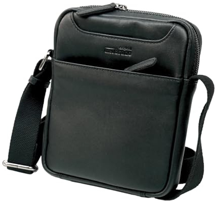 Umhängetasche Herren Leder schwarz Dunkelbraun klein, Männer-Schultertasche Herrentasche klein für Reisen und Alltag! Ledertasche klein