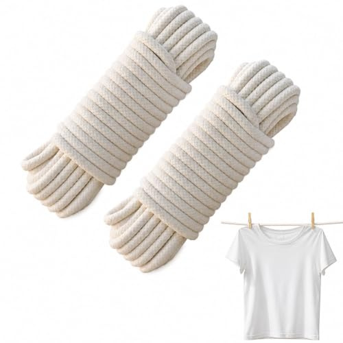 2 PCS 10M*6mm Washing Line Rope, Rope Washing Line, Heavy Duty Clothes Lines for Outside, Outdoor Laundry and Craft Applications