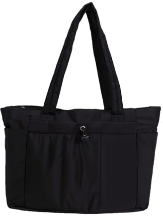 TIKATARER Damaxelhandväska, Nylon Puffer Laptop-handväska, 15,75 X 6,30 X 12,20 i Flera Fickor Mugghållare för Lärare, Arbete, Resor, Gym