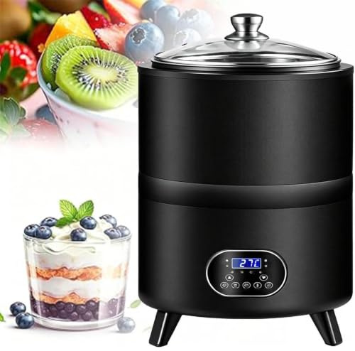 LJLYYDS Fermentatore per Yogurt, Yogurtiera Elettrica Automatica con Controllo della Temperatura, Grande capacità 8 L/12 L, Temperatura Costante A 360°, Yogurt Greco, Vino di Riso Dolce Black-12L