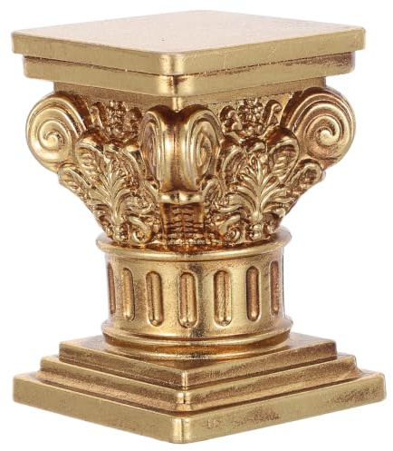 Portavelas de Pedestal de Resina Dorado Columna Romana