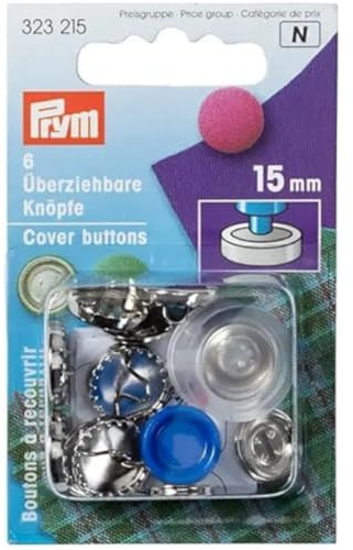 Prym Schaltfläche „Stoffbezug“, Metal, Gold, 15 mm Stärke, 6