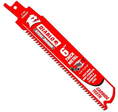 Diablo Steel Demon Carbide Teeth Reciprocating Saw Blade For Thick Metal - Designed for Extreme Metal Cutting - 6 Length, 8 TPI - DS0608CF
