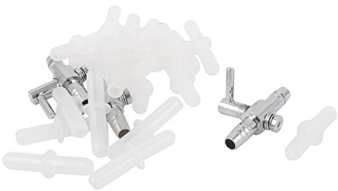 sourcing map Aquarium Luftventil Und Rohrverbinder Set 23 Pcs | Kunststoff/Metall, Weiß/Silbern, Rohrverbinder Außen-Ø 5mm, Ventil 29x21x8mm, Gewicht 29g, Für 5mm Aquariumschlauch