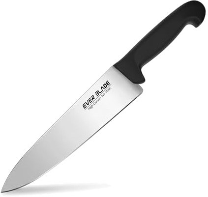Ever Blade 10 Inch Professional Chef Knife - 250mm Blade - HACCP Colour Coded Black Handle, Japanese High-Carbon Stainless Steel Kitchen Knife, Non-Slip Textured Grip, Commercial Catering & Home Use.