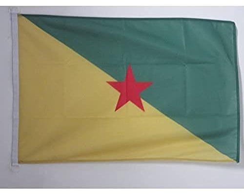 AZ FLAG Pavillon Guyane française 90x60 cm Maille Bloquée Anneaux Plastique | Usage extérieur et nautique Pavillon nautique guyanais résistant aux intempéries avec coutures doubles et bords renforcés
