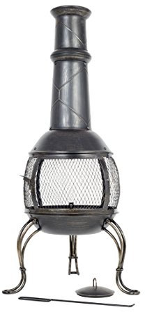 La Hacienda - Leon Large Mesh Steel Chimenea - Patio Heater - Log Burner - Vista 360 - Facile da Montare - Effetto Bronzo - 110 cm di Altezza x 37 cm di Diametro.