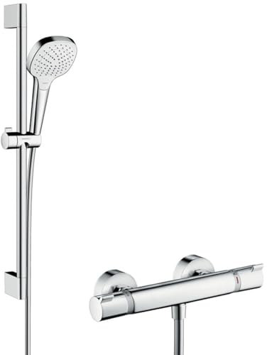 hansgrohe Croma Select E Thermostatset (0,65m, 3 Strahlarten) Weiß/Chrom