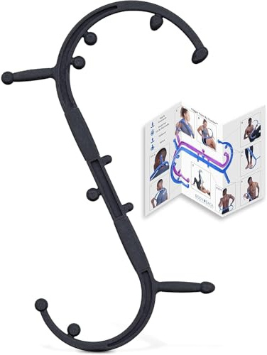 Body Back Buddy Appareil de Massage du Dos avec Anglais Affiche, Bâton de Massage à Main (Noir)