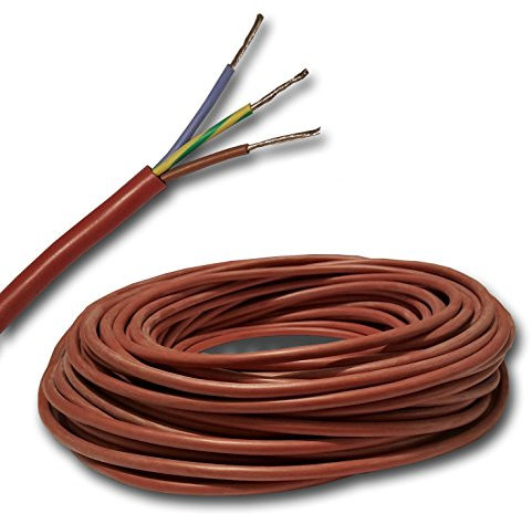 Câble en silicone pour sauna SIHF-J 3G1,5 mm² 99,9 % cuivre OFC étamé, par exemple pour poêle de sauna jusqu'à 3 kW ou lampe de sauna - Vendu au mètre - Choix par incréments de 1 m - Votre choix : 12