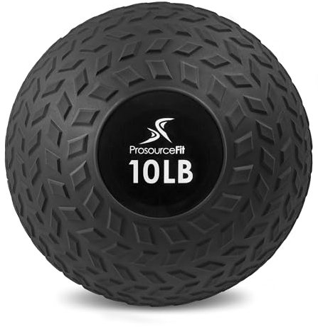 ProsourceFit Slam Medicine Ball, Tread Textured Grip Dead Weight Balls for Strength and Conditioning Exercises, Cardio and Core Workouts, 10lb, Black