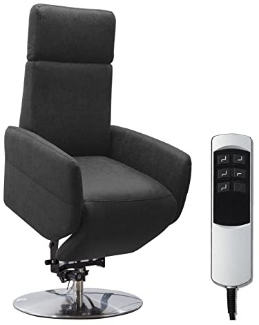 Cavadore TV-Sessel Cobra mit 2 E-Motoren und Aufstehhilfe / Elektrischer Fernsehsessel mit Fernbedienung / Relaxfunktion, Liegefunktion / bis 130 kg / M: 71 x 110 x 82 / Lederoptik Anthrazit