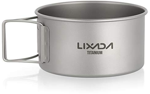 Lixada Titanium Bowl with Folding Handles Dinner Food Container for Outdoor Camping Hiking Backpacking
