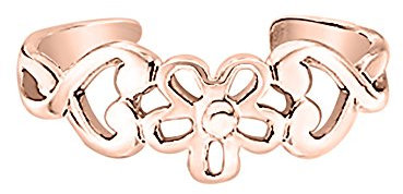 Marlogendo Damen Midi Ring Herz Zehenring 14 Karat Rotgold vergoldet 925 Sterling Silber verstellbar