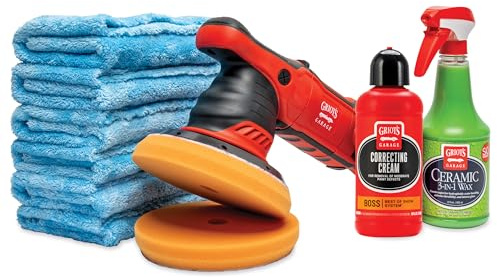 Griot's Garage G9 Orbital 2-Step Ceramic Kit for Car Polishing and Detailing, Includes Orbital Polisher, BOSS Correcting Cream, 6.5 Foam Pads, Ceramic 3-in-1 Wax, and Microfiber Towels, 11558