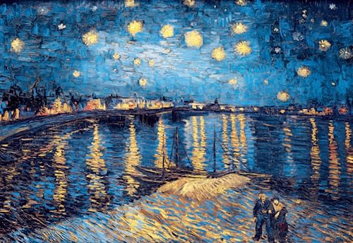 MISITU Puzzle 2000 Teile für Erwachsene Van Gogh Puzzles Sternennacht auf dem Rhôn 2000 Teile Puzzle für Kinder ab 14 Jahren