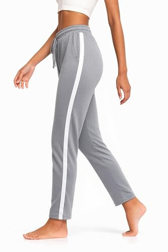 Aseniza Pantalon de Jogging Femmes Pantalons de Sport Femme en 100% Coton Pantalon de Jogging Running Fitness Training A-Gris L
