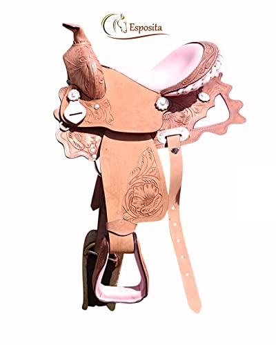 Esposita Westernsattel Princess für Pony und Shetty echtes Leder mit Rosa 12