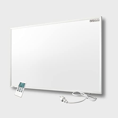 Riscaldamento a infrarossi con termostato telecomando – 900 Watt – Radiatore elettrico – Riscaldamento a parete a infrarossi – Pannello riscaldante – Montaggio a parete – Protezione contro il