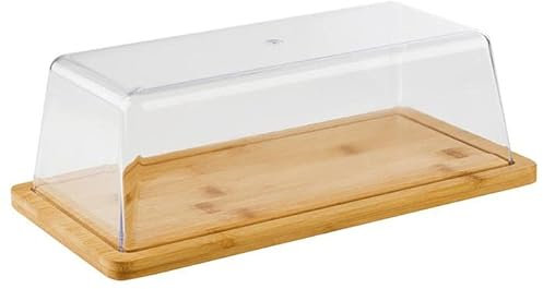 APS Bandeja de bambú con capucha, juego compuesto por: - Bandeja de bambú de 32 x 16,5 cm, altura: 1,5 cm, campana 29,5 x 13,5 cm, altura: 9,5 cm