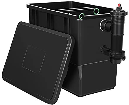 Aquadock Gartenfilter für Koiteich, Pool-Fischteichfilter mit 6 Filterbürsten und Filterschwämmen, passend für bis zu 3200 Gallonen (Teichfilter)