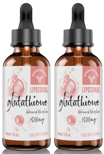 Liposomal Glutathione 1500mg, Oral Glutathione Liquid, Glutathione Supplement with Vitamin C & Hyaluronic Acid, Superior Absorption, 120 ml