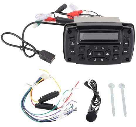 Radio Marina a Prueba de Agua Receptores Estéreo para Automóvil Altavoces Marinos Bluetooth para Automóvil Radio AM/FM Receptor Estéreo 12V DC Reproductor de MP3 Sonido Estéreo para Yate Caravana In