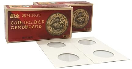 PCCB MINGT 100 Piezas de Soportes para Monedas de Cartón Blanco de 35,0MM, Protectores, Expositor y Almacenamiento, Tarjetas de 2x2 para Suministros y Colección de Monedas