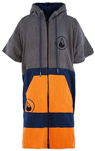 WAVE HAWAII Shany Zip Surfponcho für Körpergrößen von 170-200 cm aus 100% ÖKO Baumwolle Umkleidehilfe für Schwimmen Strand Surfen Duschponcho Surf Poncho für Herren Damen Erwachsene