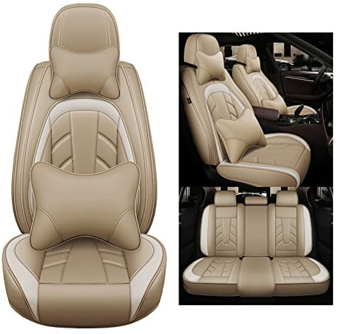 nenyan Autositzbezüge Komplett Set Universal | Schonbezüge für Seat Ibiza 6K 6K2 FR 6L 6J | Auto Sitzbezüge Beige Luxus