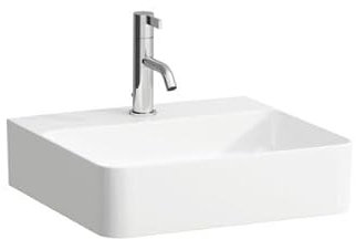 LAUFEN VAL Handwaschbecken, ohne Hahnloch, mit Überlauf, 450x420mm, H815281A001091, Farbe: Weiß