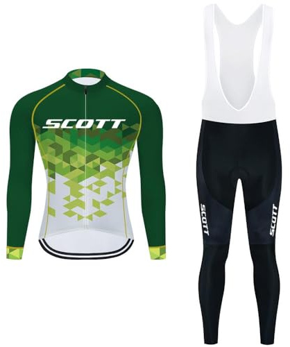 Moxilyn Set di maglia da ciclismo a maniche lunghe, per uomo, abbigliamento da ciclismo, MTB, maglia da ciclismo, abbigliamento sportivo, con imbottitura 20D
