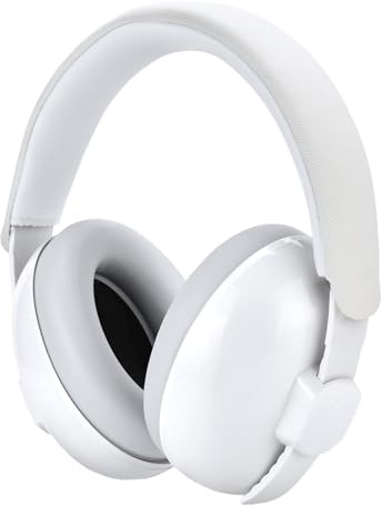 HOCAZOR HZ002 Casque antibruit pour bébé Protection auditive pour bébés de 3 à 24 mois Cache-oreilles réglables pour bébé pour les avions, le sommeil, les feux d'artifice (NRR23 dB/SNR28 dB)-Blanc