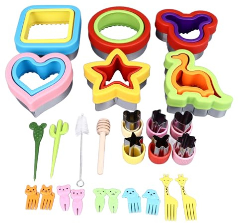 Sandwich Cutter and Sealer, 26Pcs Bread Sandwich Decruster Pancake Maker DIY Cookie Baking Set with Forks Stirring Stick Brush for DIY Baking for Kids Box