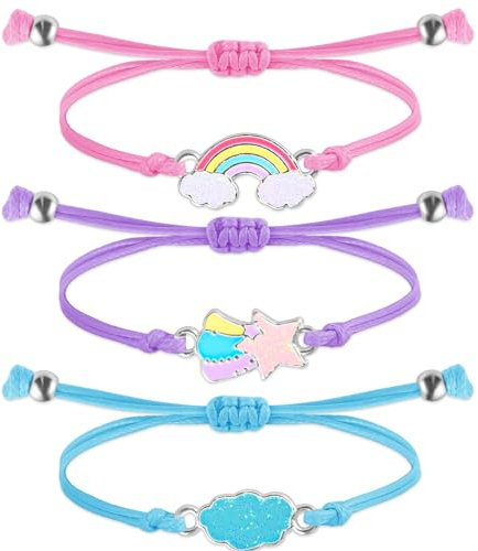 Grevosea 3 Pcs Colorful Friendship Bracelets Adjustable Braided Bracelet Rainbow Bracelet for Girls Women School Gifts Party Favors